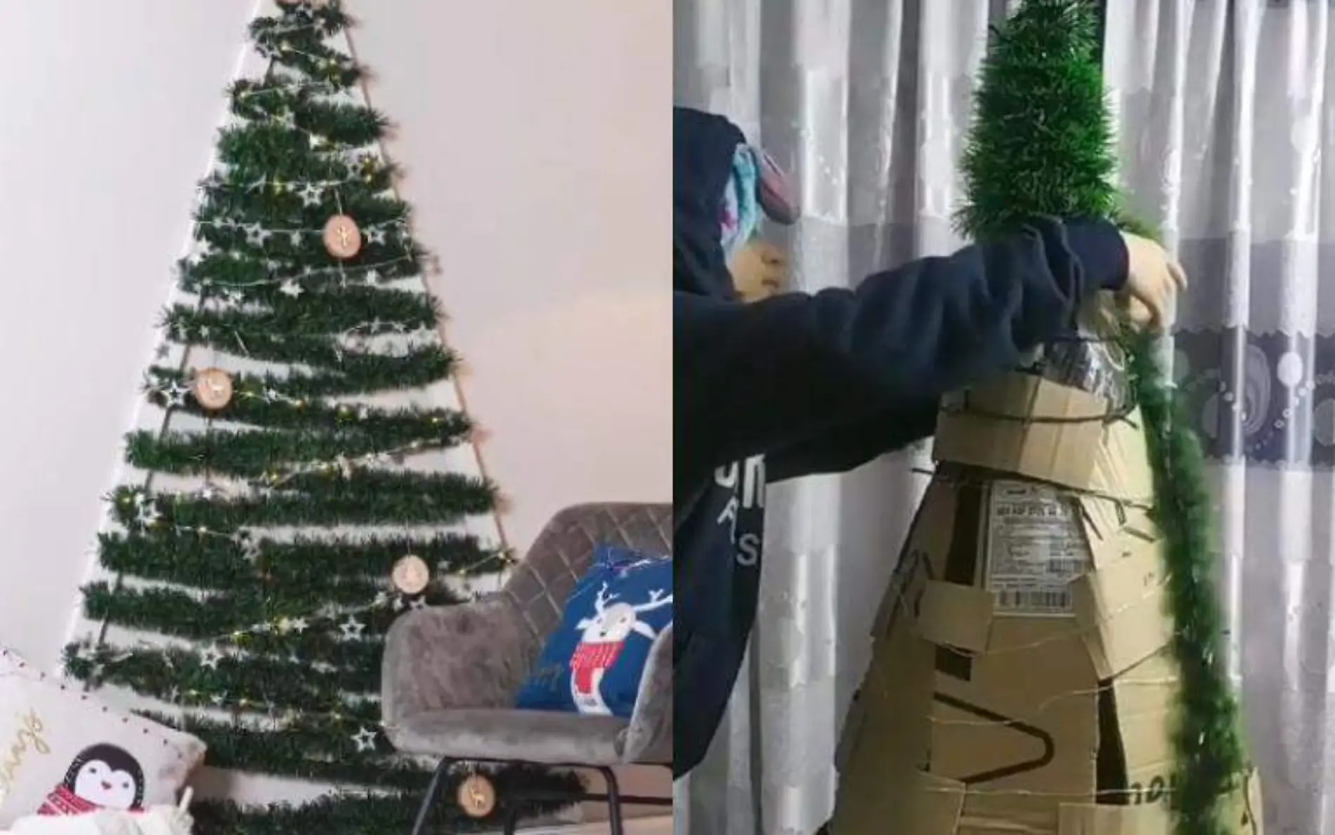 No tienes pretexto para quedarte sin pino de Navidad, checa estas ideas fáciles Captura de pantalla TikTok